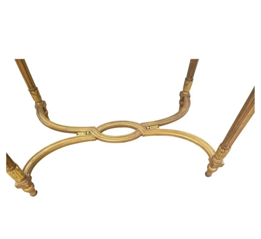 Louis XVI Style Carved Giltwood With Stretcher Center Table - 6