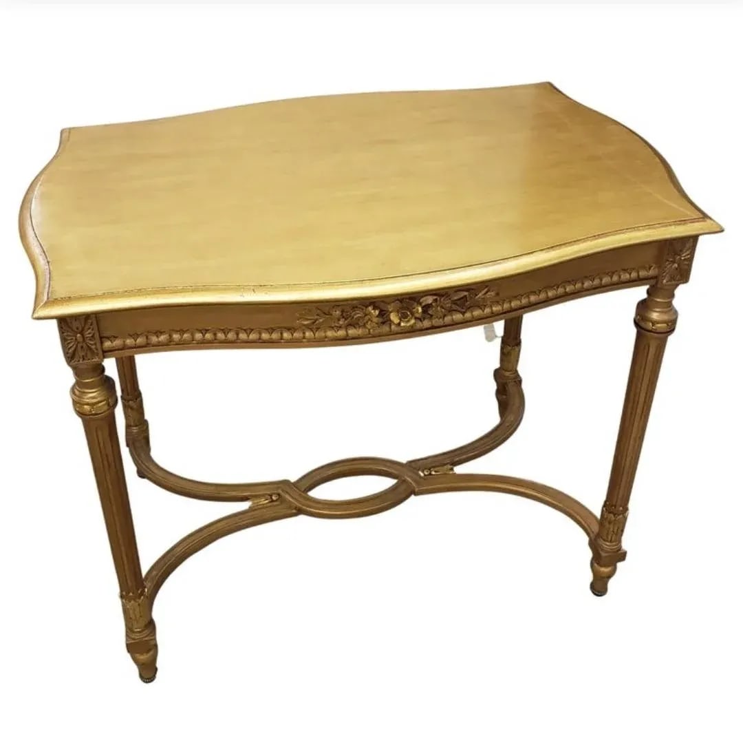Louis XVI Style Carved Giltwood With Stretcher Center Table - 9