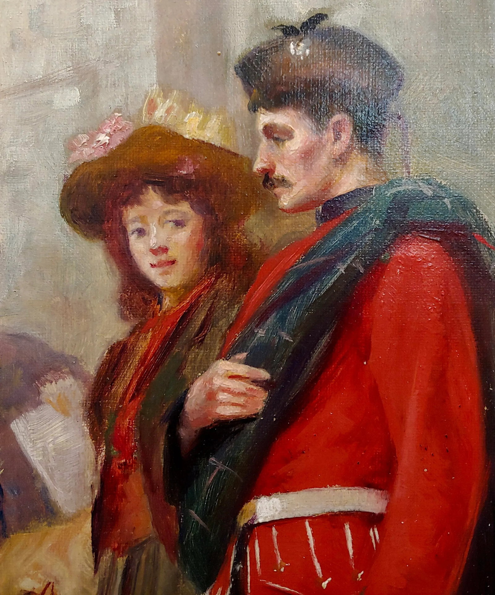 Ludwig Ernest Faber- Scottish in Uniform Waking With His Wife in Downtown Philadelphia-Oil Painting- - 4