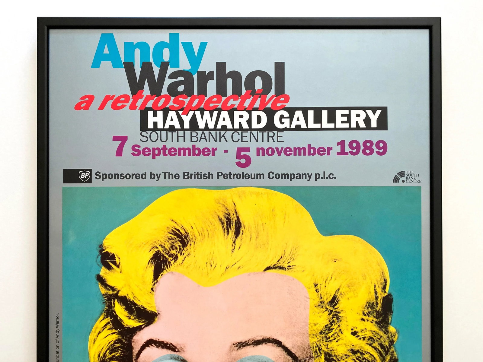 Andy Warhol Estate Vintage 1989 Lithograph Print Framed Pop Art Exhibition Poster " Turquoise Marily - 2