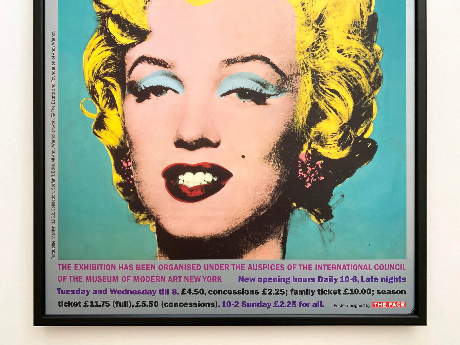 Andy Warhol Estate Vintage 1989 Lithograph Print Framed Pop Art Exhibition Poster " Turquoise Marily - 3