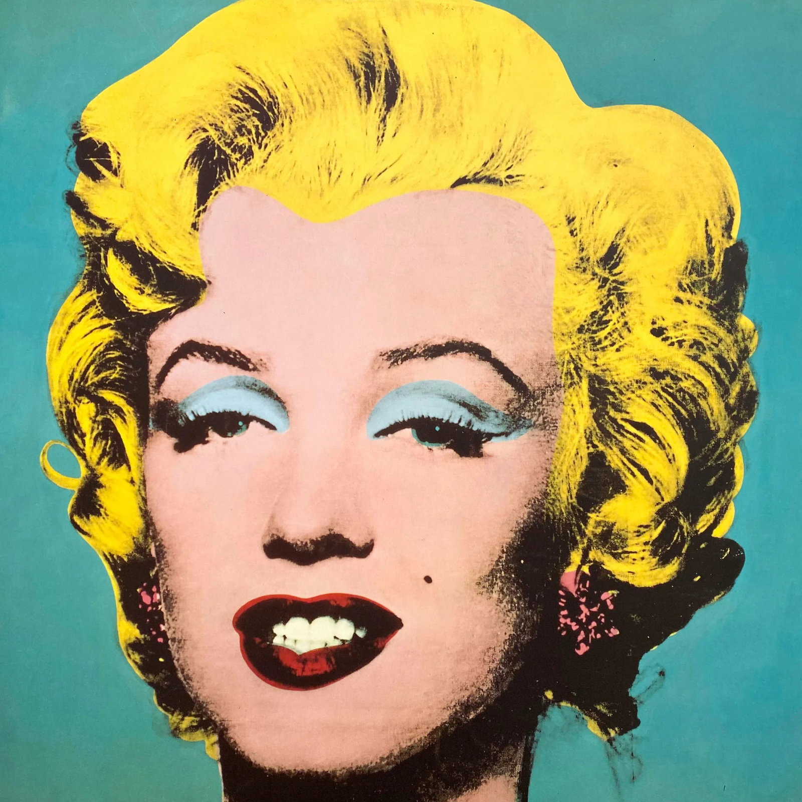 Andy Warhol Estate Vintage 1989 Lithograph Print Framed Pop Art Exhibition Poster " Turquoise Marily - 4