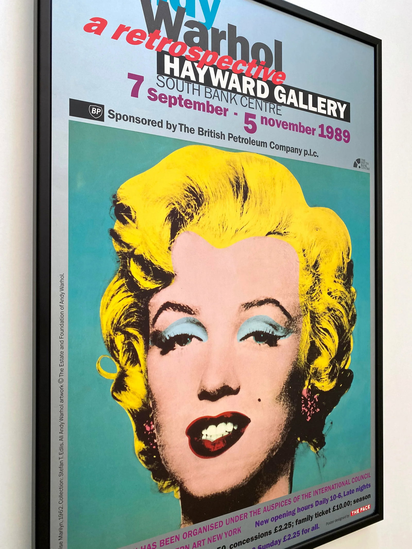 Andy Warhol Estate Vintage 1989 Lithograph Print Framed Pop Art Exhibition Poster " Turquoise Marily - 7