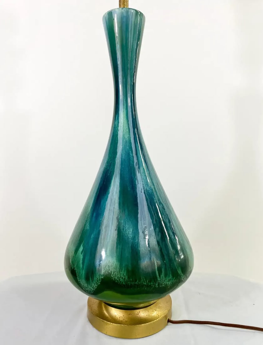 Mid Century Modern Green Malachite Table Lamp - 3