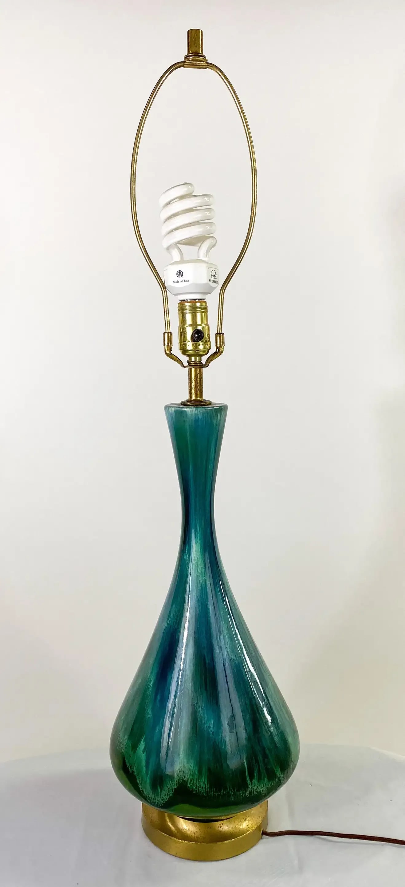 Mid Century Modern Green Malachite Table Lamp - 4