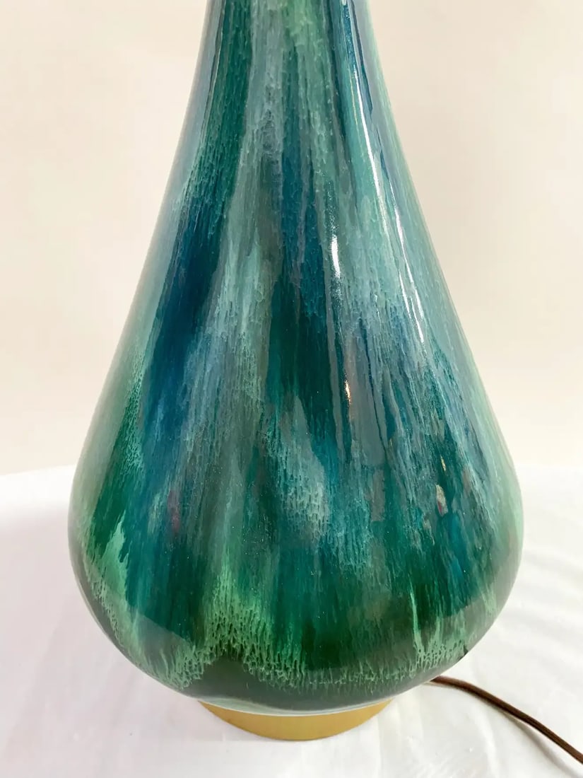 Mid Century Modern Green Malachite Table Lamp - 7