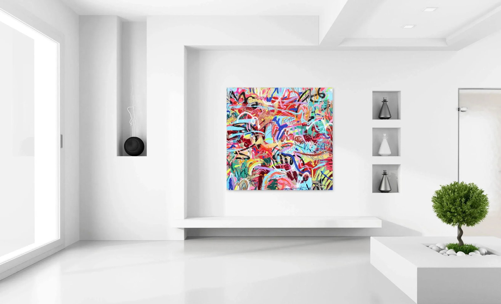 Vibrant Spontaneous Colorful Playful Painting "I Really Did Think About It" Original Artwork by Khou - 7