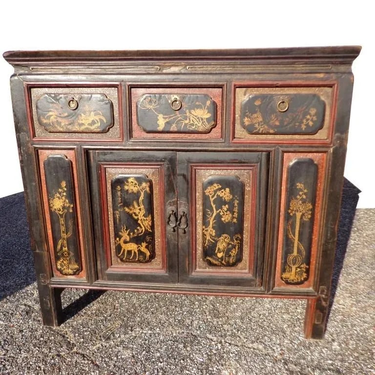 Early 19th Century Antique Qing Dynasty Paneled Chinese Cabinet - 3