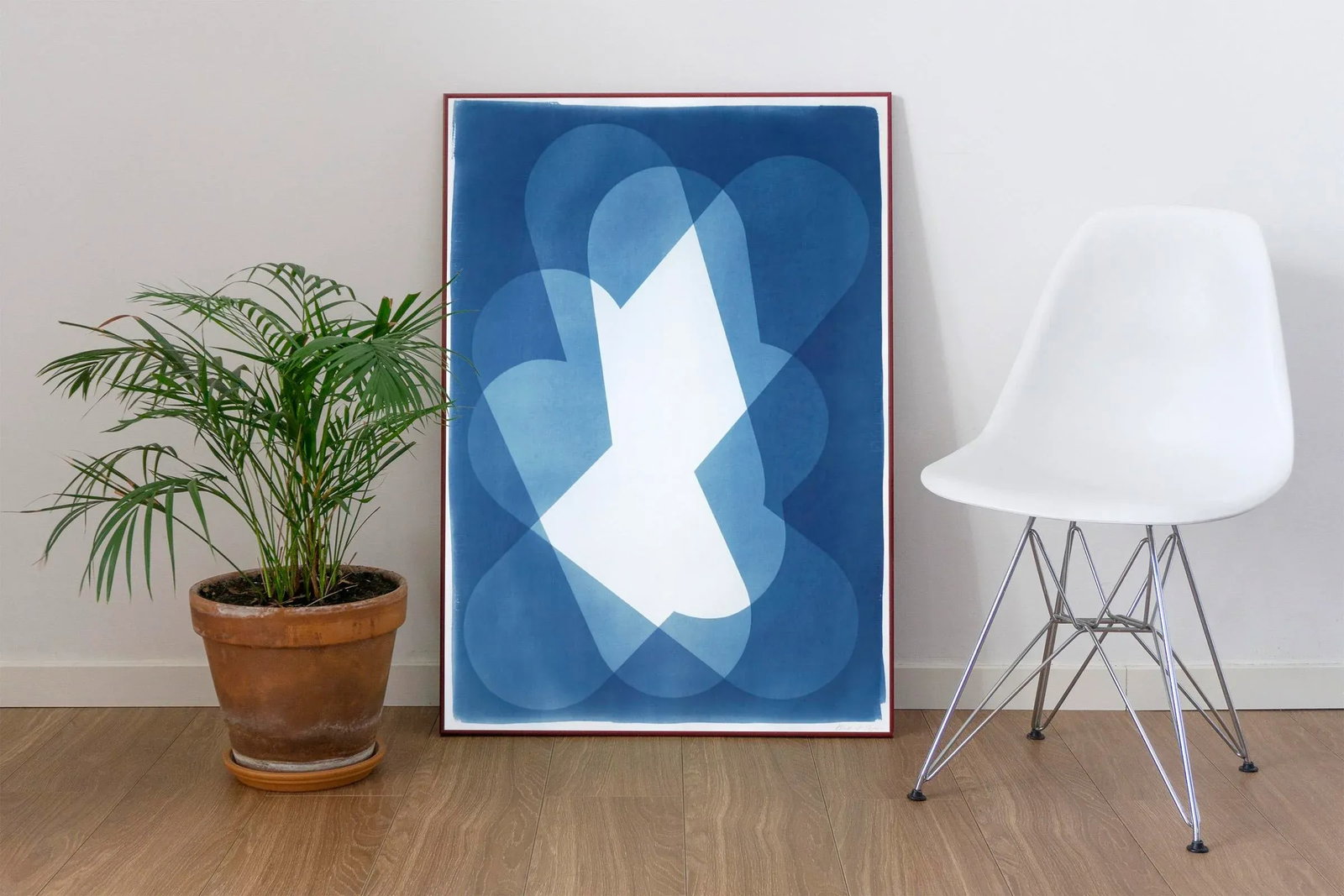 2022 "Geometric Cloud" Contemporary Original Abstract Cyanotype Monotype - 2