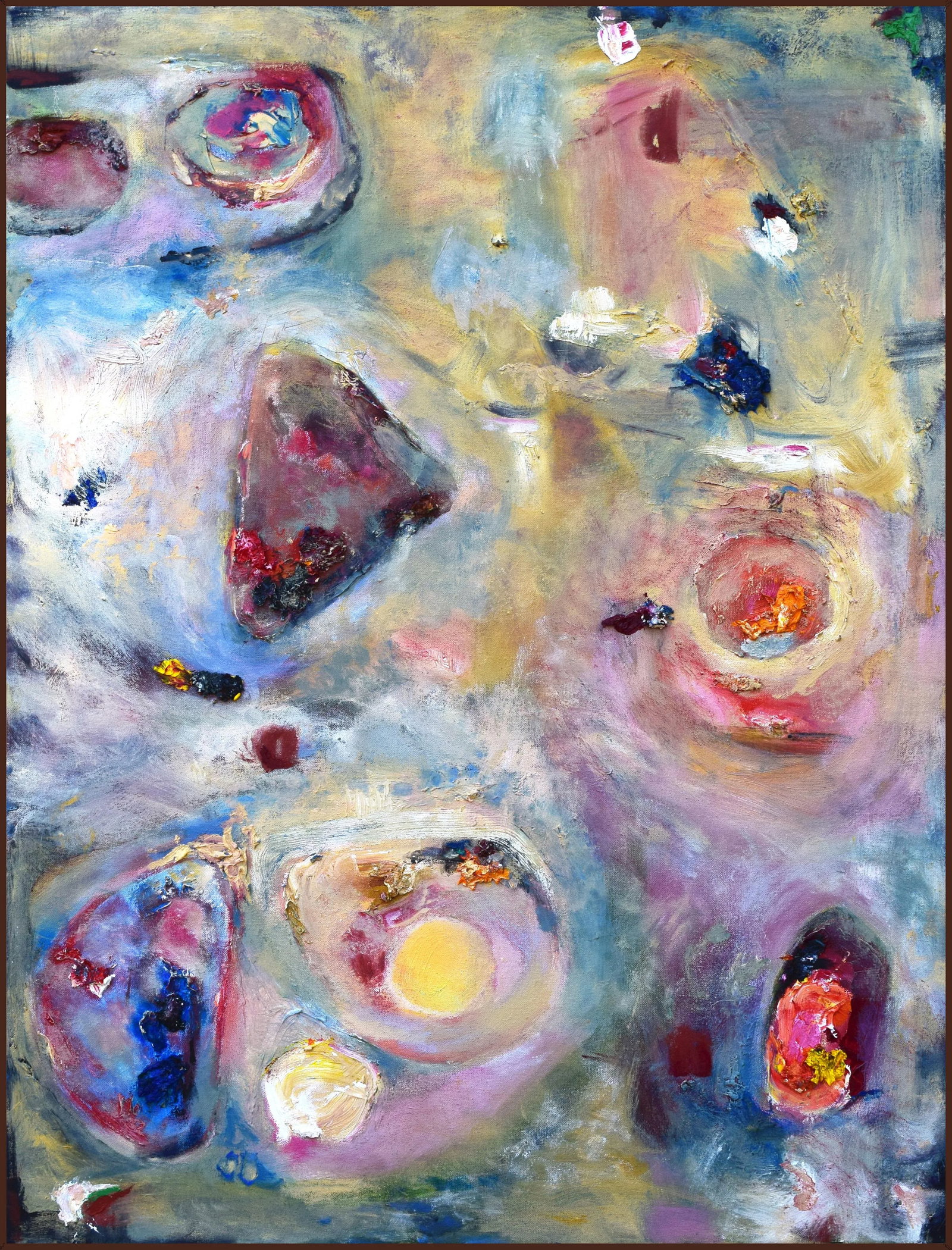 Large Contemporary Pink Abstract Expressionist Oil on Canvas Painting by Toni Flynn "My Talk Show" - 2