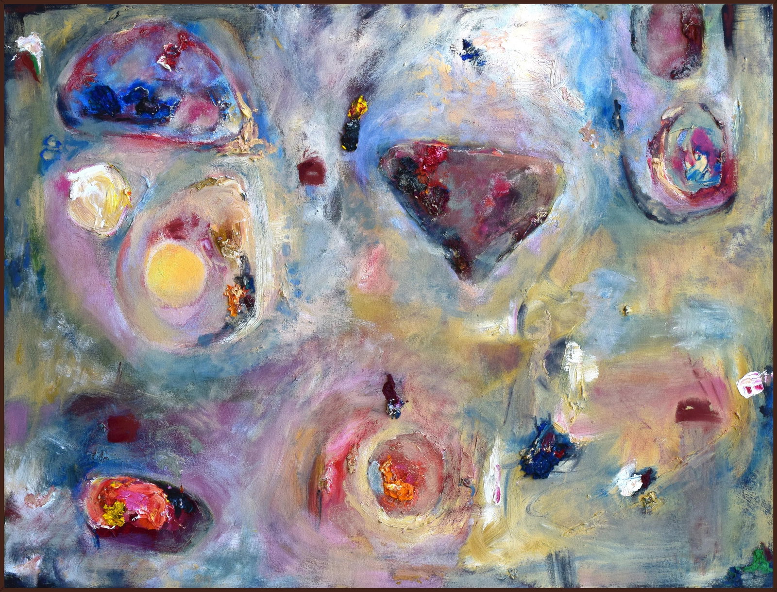 Large Contemporary Pink Abstract Expressionist Oil on Canvas Painting by Toni Flynn "My Talk Show" - 3