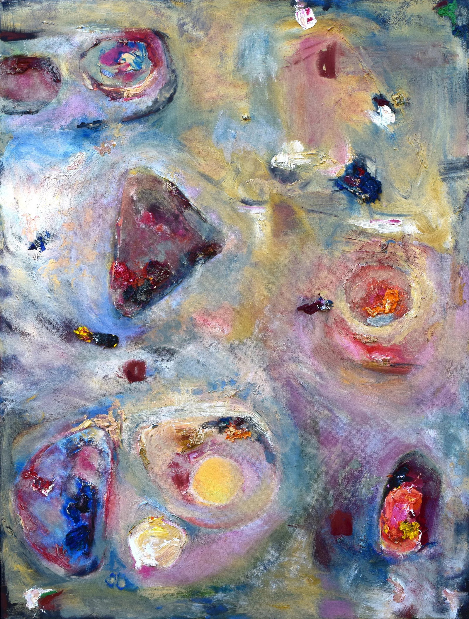 Large Contemporary Pink Abstract Expressionist Oil on Canvas Painting by Toni Flynn "My Talk Show" - 4