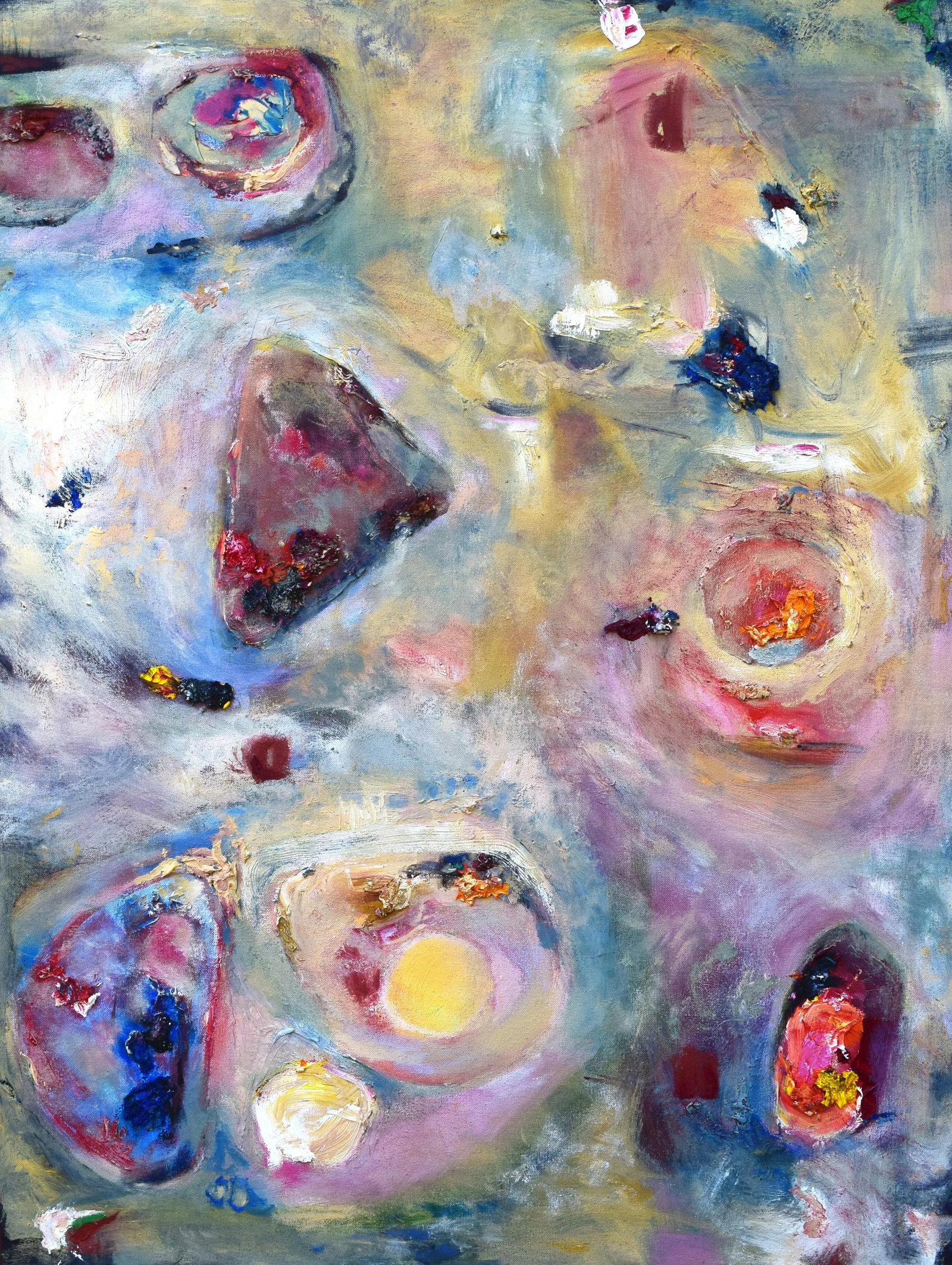 Large Contemporary Pink Abstract Expressionist Oil on Canvas Painting by Toni Flynn "My Talk Show" - 5