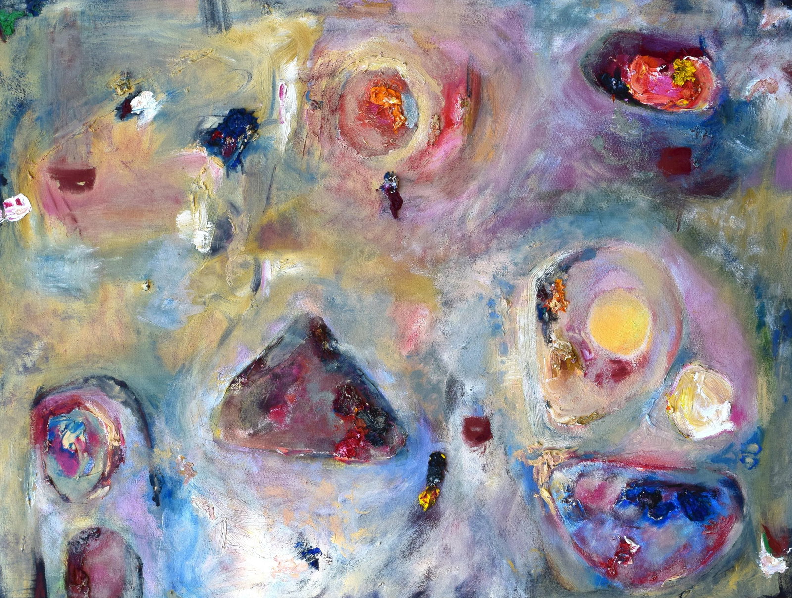 Large Contemporary Pink Abstract Expressionist Oil on Canvas Painting by Toni Flynn "My Talk Show" - 7