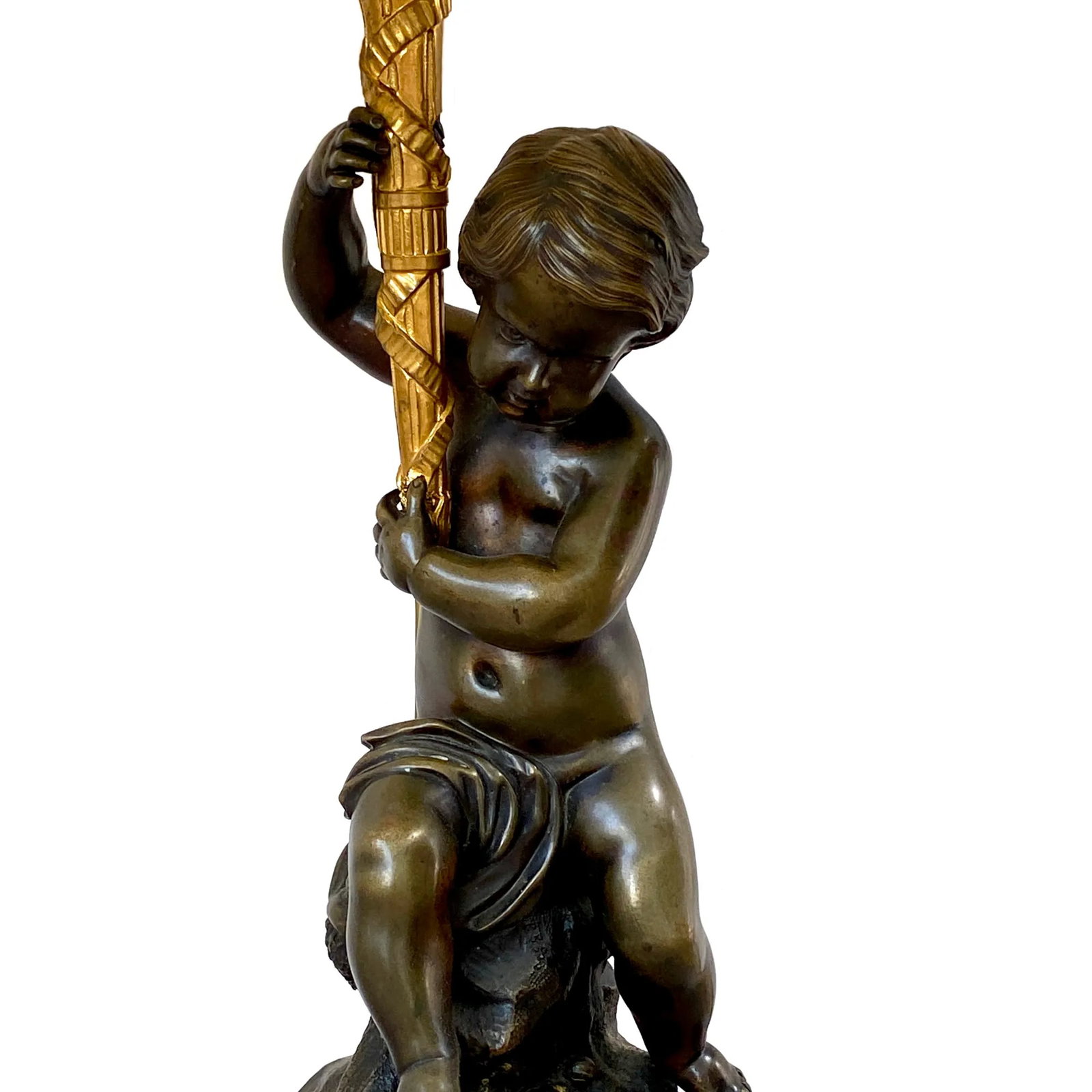 19th C French Marble and Bronze Cherub Lamps - 3