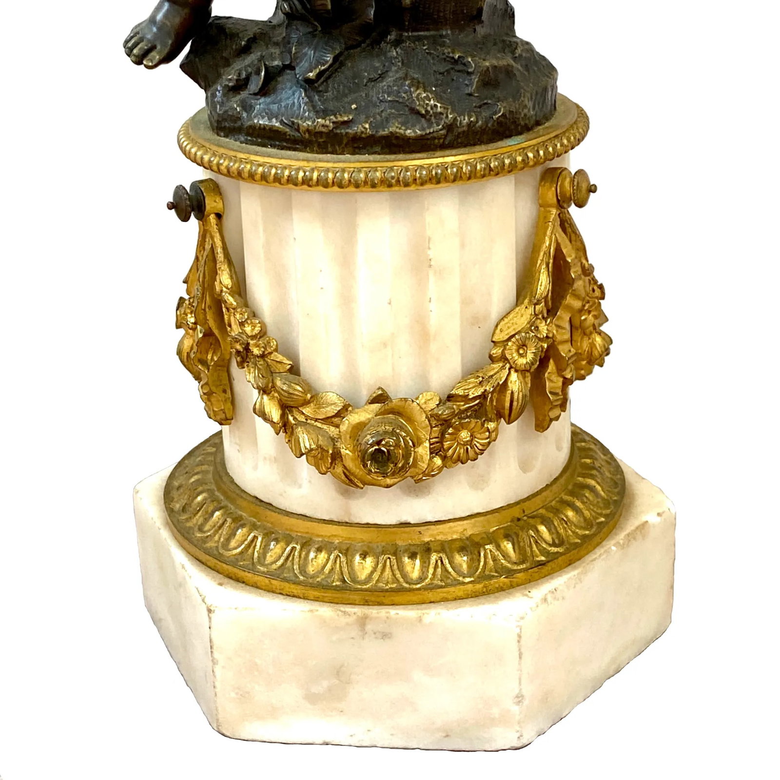19th C French Marble and Bronze Cherub Lamps - 4