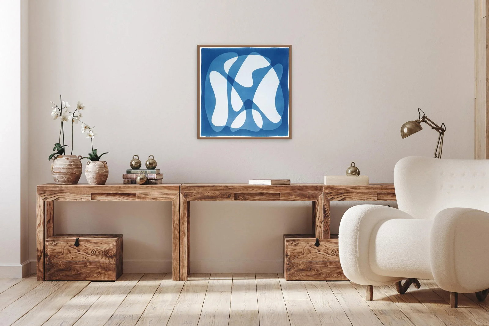 2022, Mid-Century Modern Shapes, Handmade Monotype Print on Watercolor Paper of "Abstract Icons" - 2