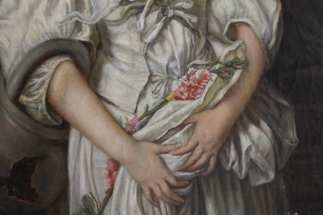 1800s French Oil on Canvas Girl in a Torn Dress With Broken Vessel, After Jean-Baptiste Greuze, La C - 3