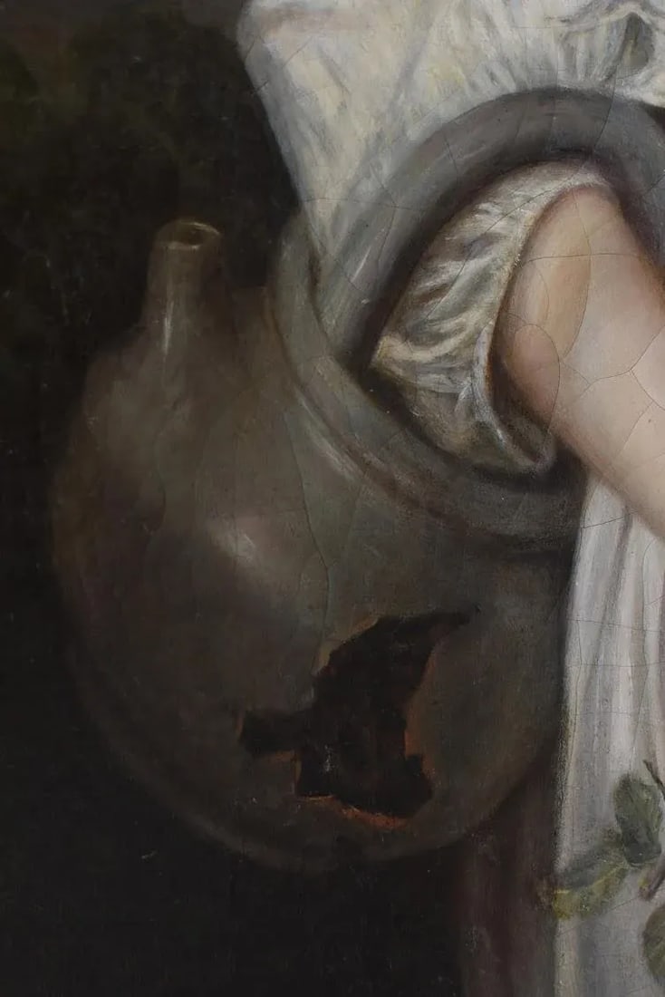 1800s French Oil on Canvas Girl in a Torn Dress With Broken Vessel, After Jean-Baptiste Greuze, La C - 4