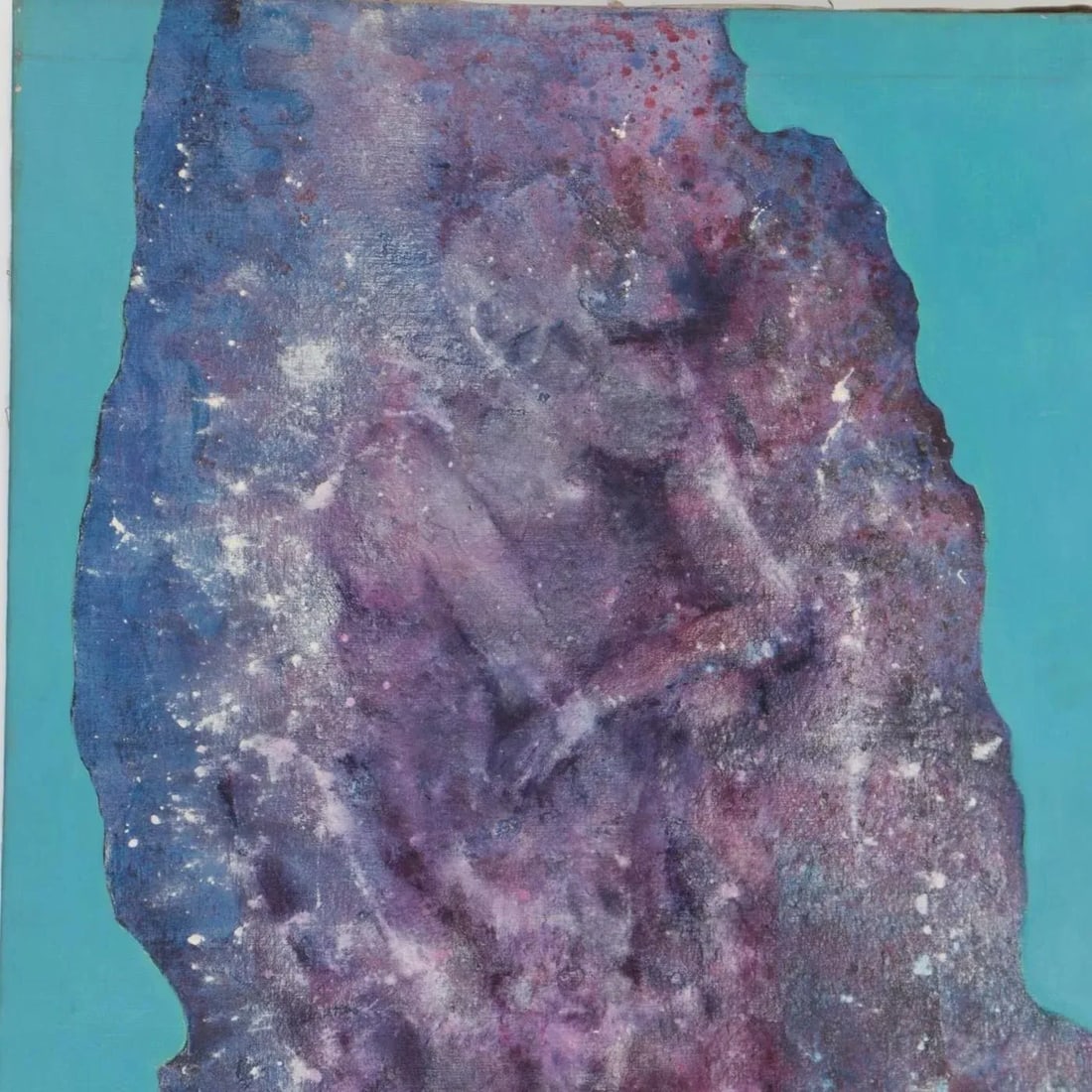 Mid 20th Century "Thinking Man Squatting" Original Abstract Figurative Acrylic Painting by Don Stacy - 2