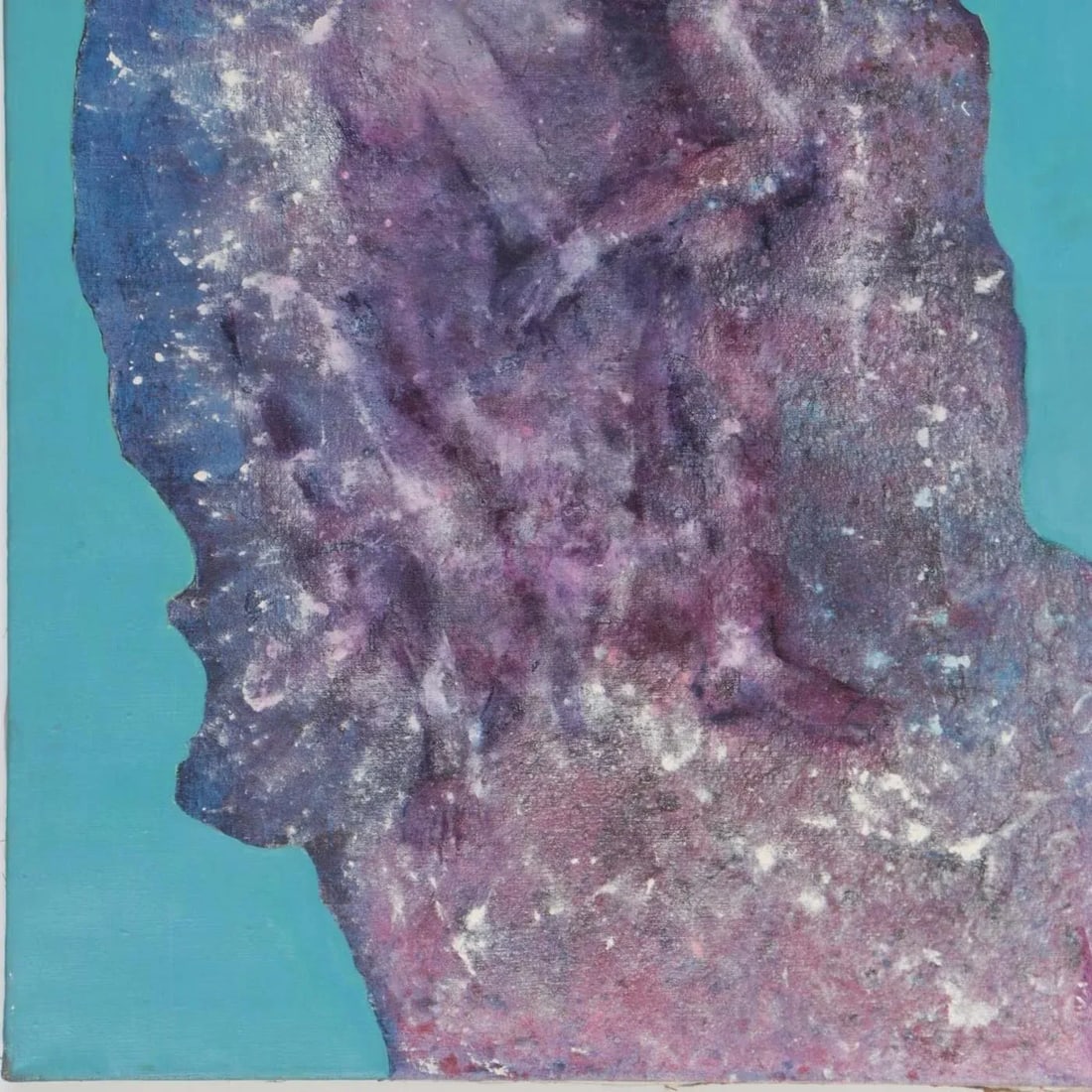 Mid 20th Century "Thinking Man Squatting" Original Abstract Figurative Acrylic Painting by Don Stacy - 3