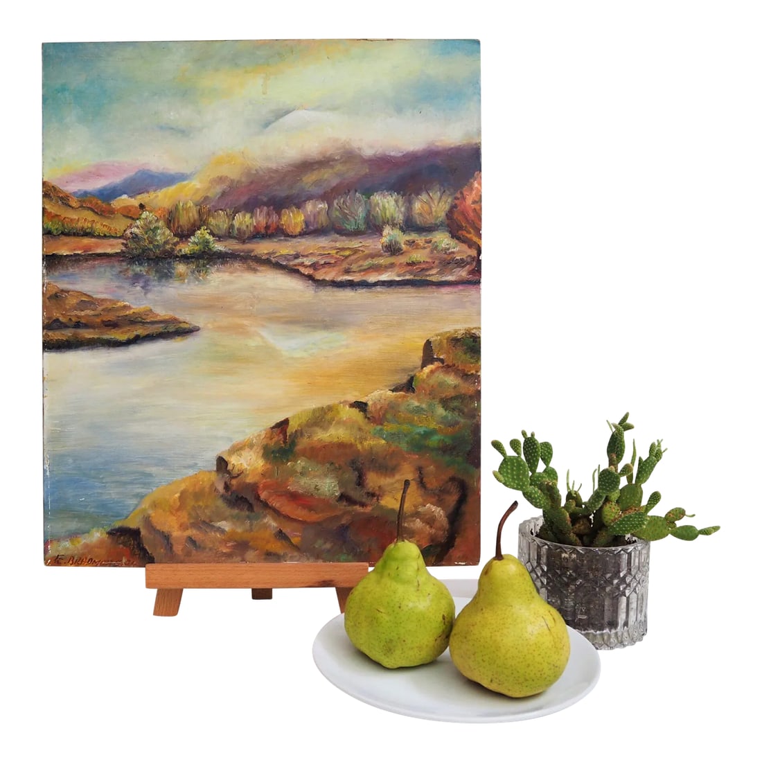 Mid-Century Modern Landscape "Reverie" Vintage Oil Painting - 2