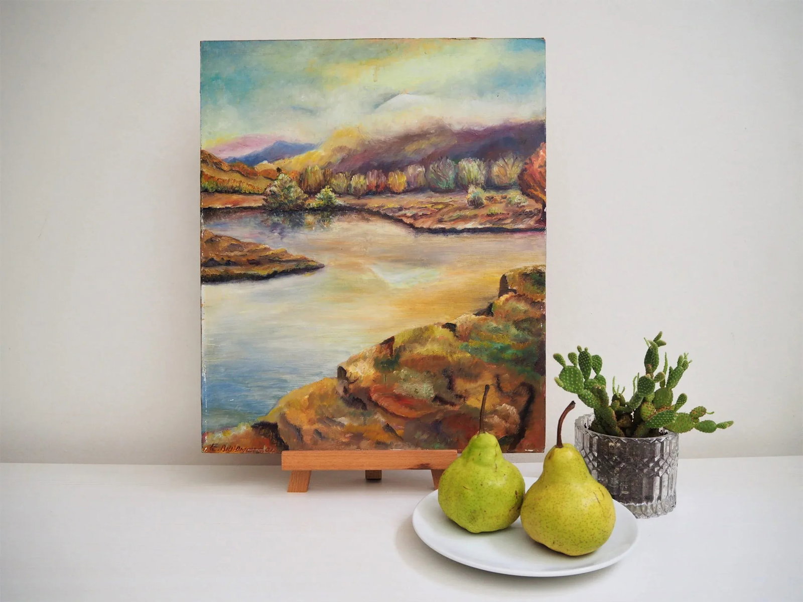 Mid-Century Modern Landscape "Reverie" Vintage Oil Painting - 7