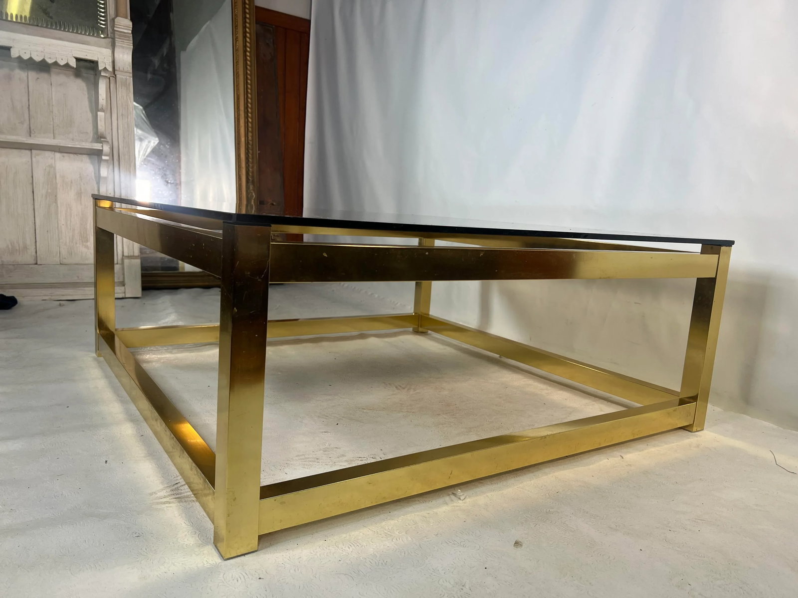Vintage Smoked Glass Top Coffee Table - 2