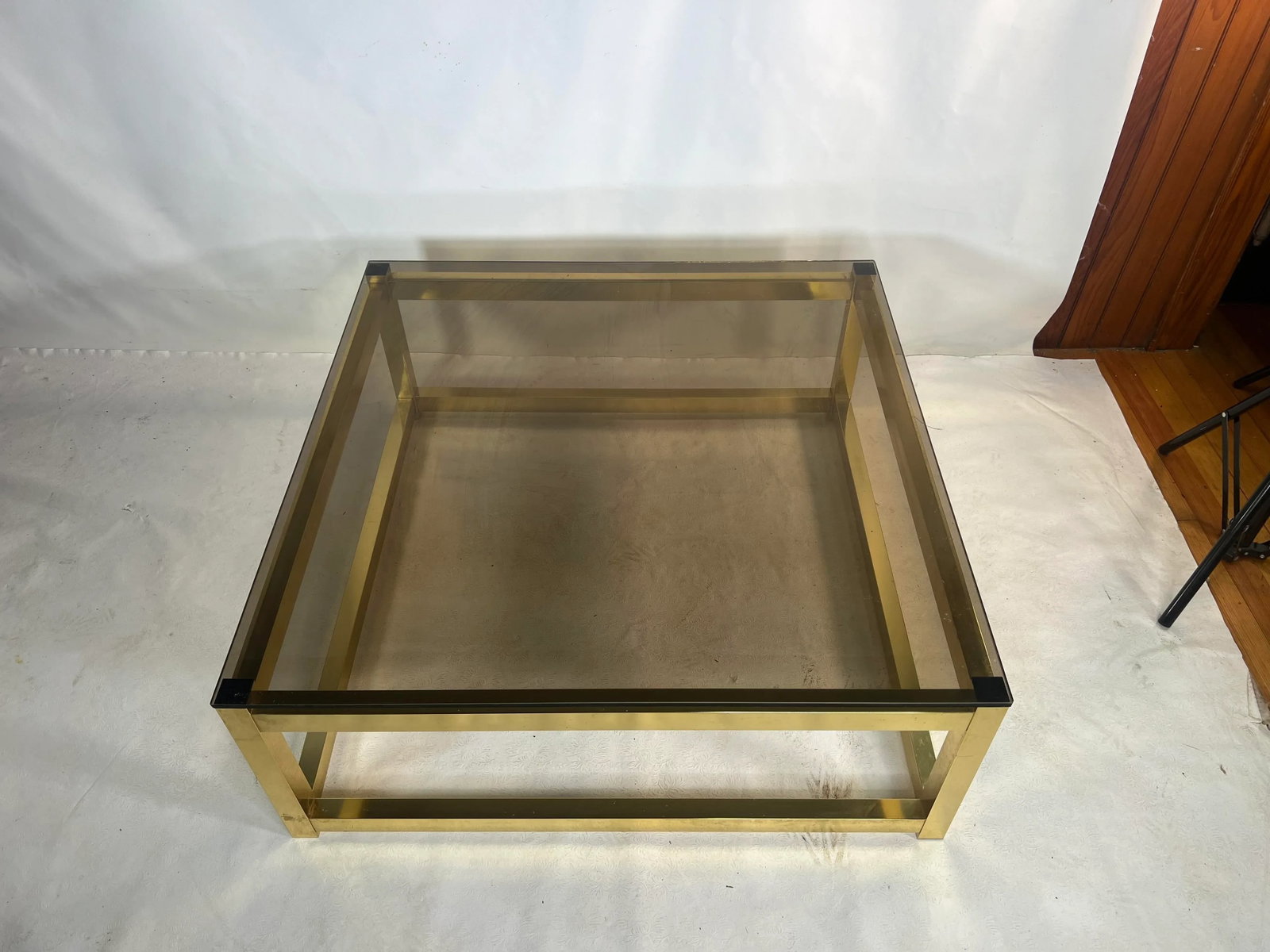 Vintage Smoked Glass Top Coffee Table - 3