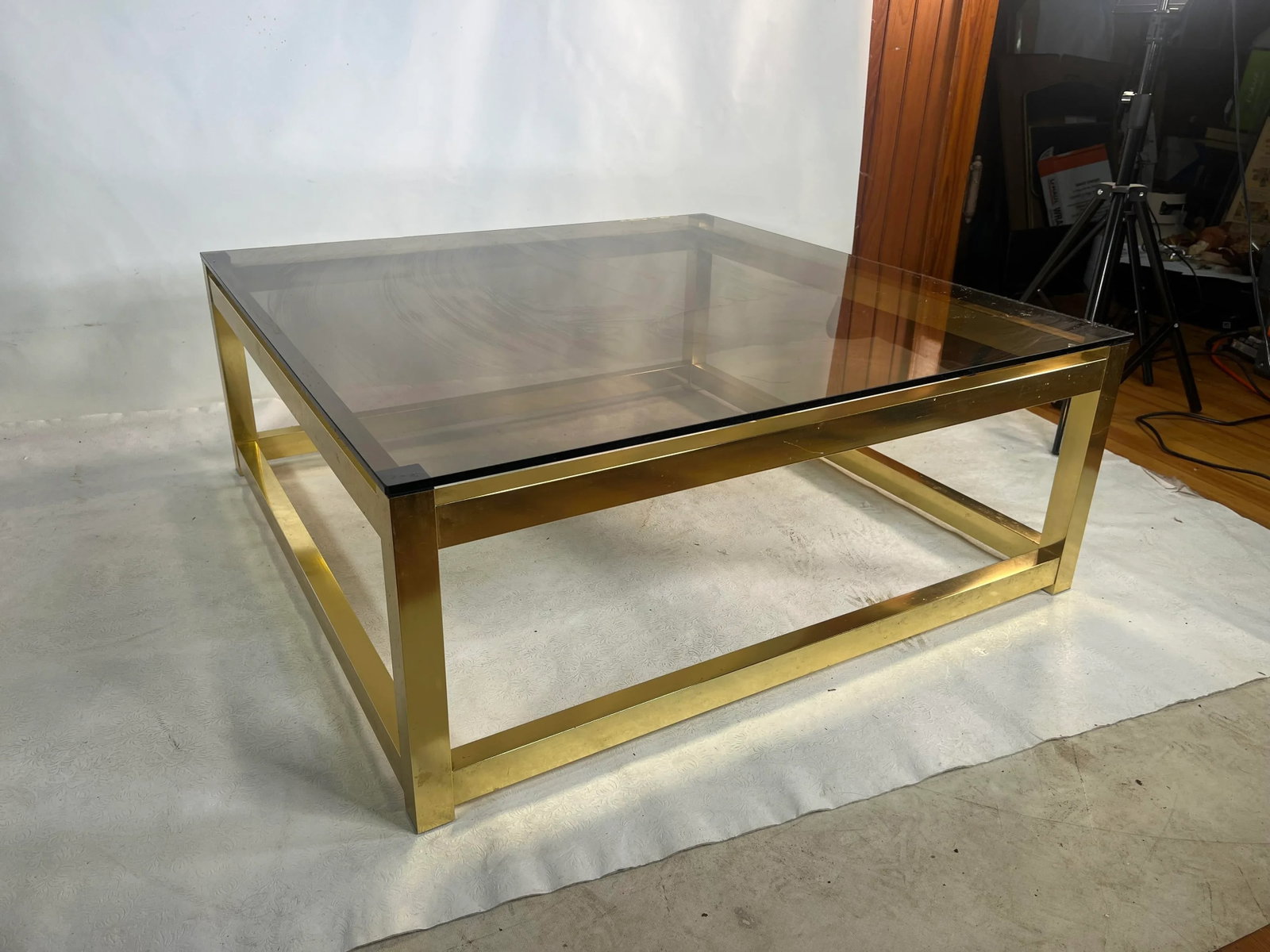 Vintage Smoked Glass Top Coffee Table - 5