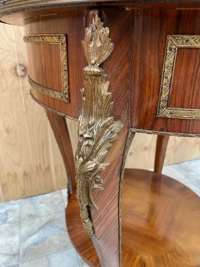 Antique Italian Louis XVI Style Occasional Table With Inlaid Marble Top - 7