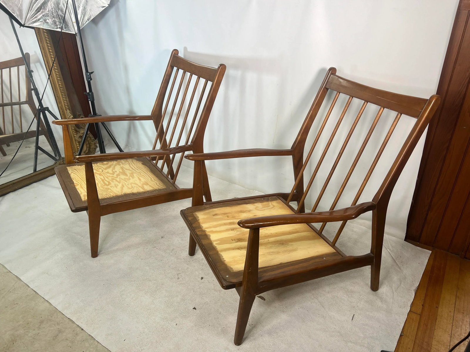 Mid Century Walnut Danish Style Lounge Chairs - a Pair - 2