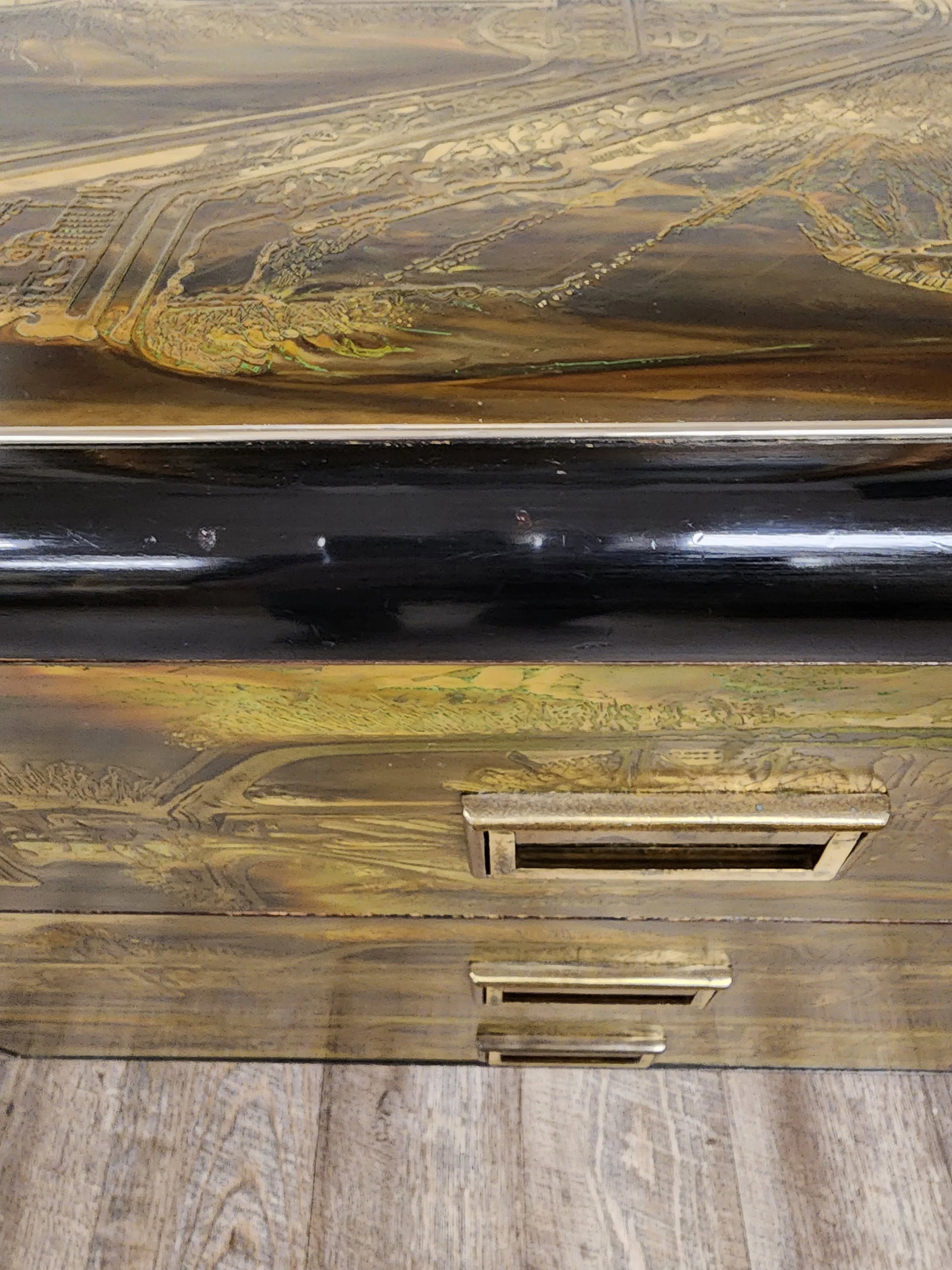 Bernhard Rohne for Mastercraft Acid Etched Brass Chest of Drawers, 1970s - 8