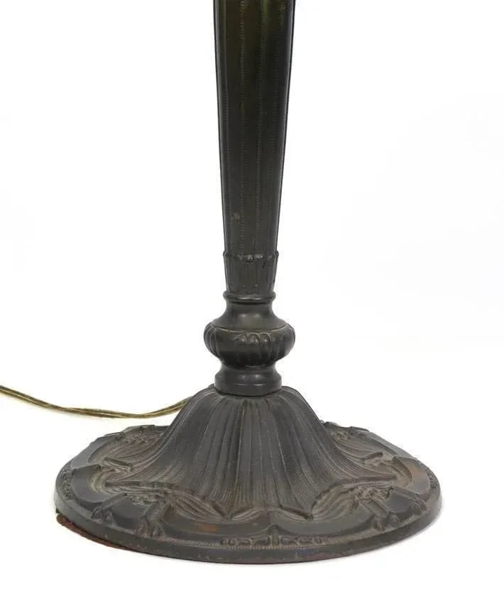 Pittsburgh 6 Bent Panel Slag Glass Leaded Table Lamp - 7