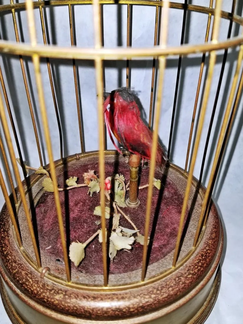 1950s Music Box Automaton Singing Bird Cage by Linden - 2