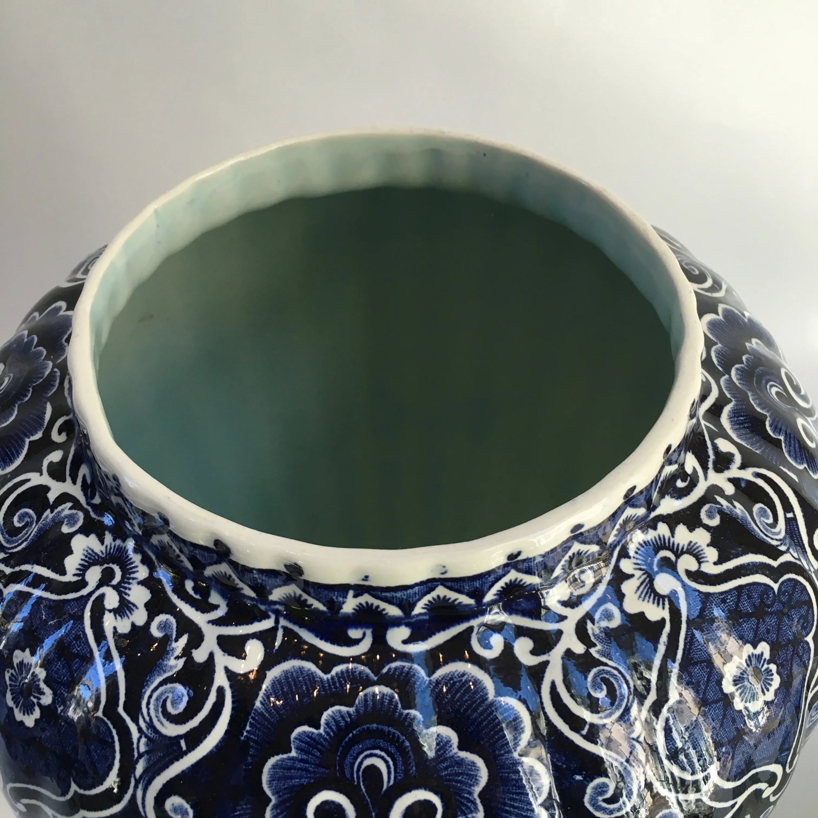 Vintage Delft Foo Dog Topped Ginger Jar - 4