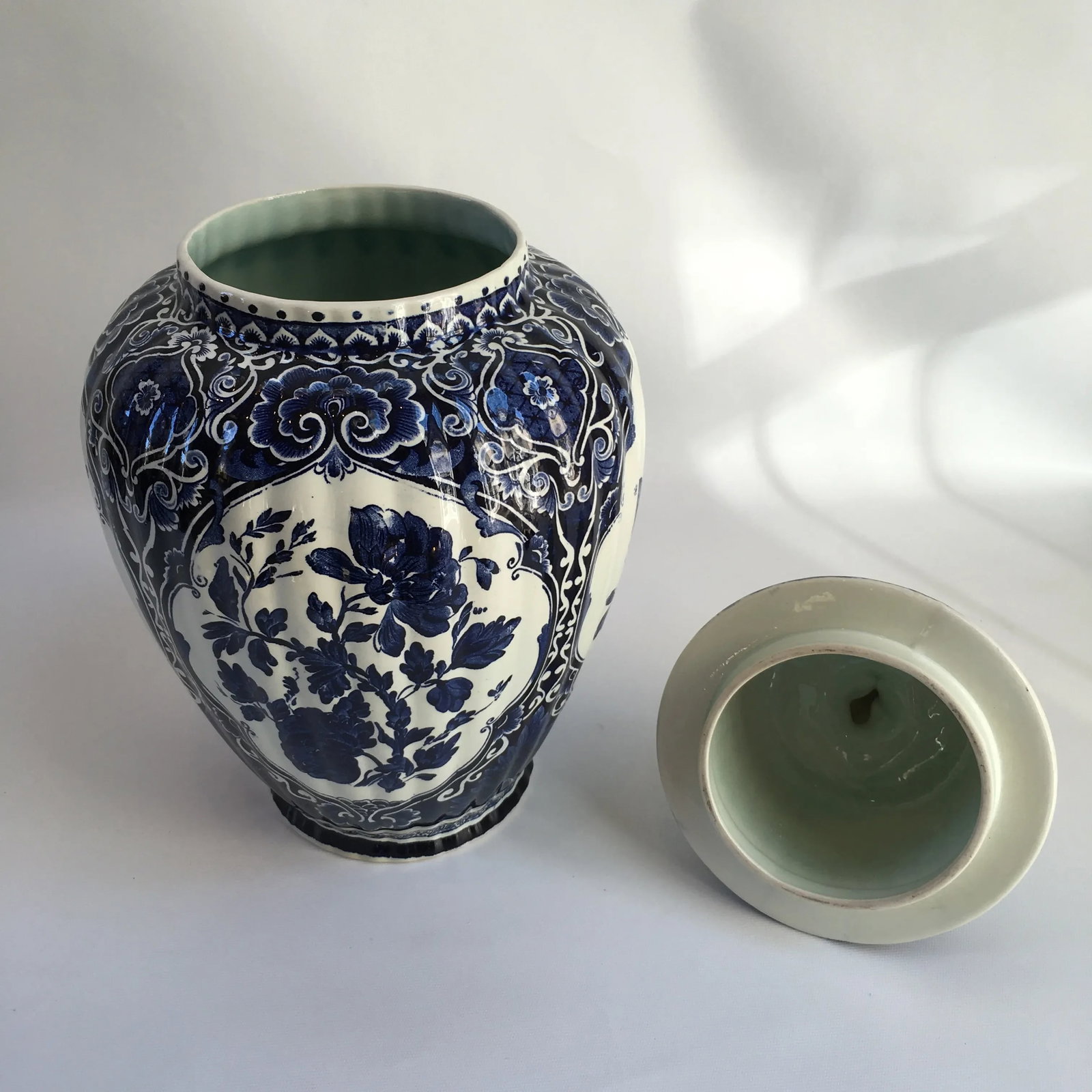 Vintage Delft Foo Dog Topped Ginger Jar - 5