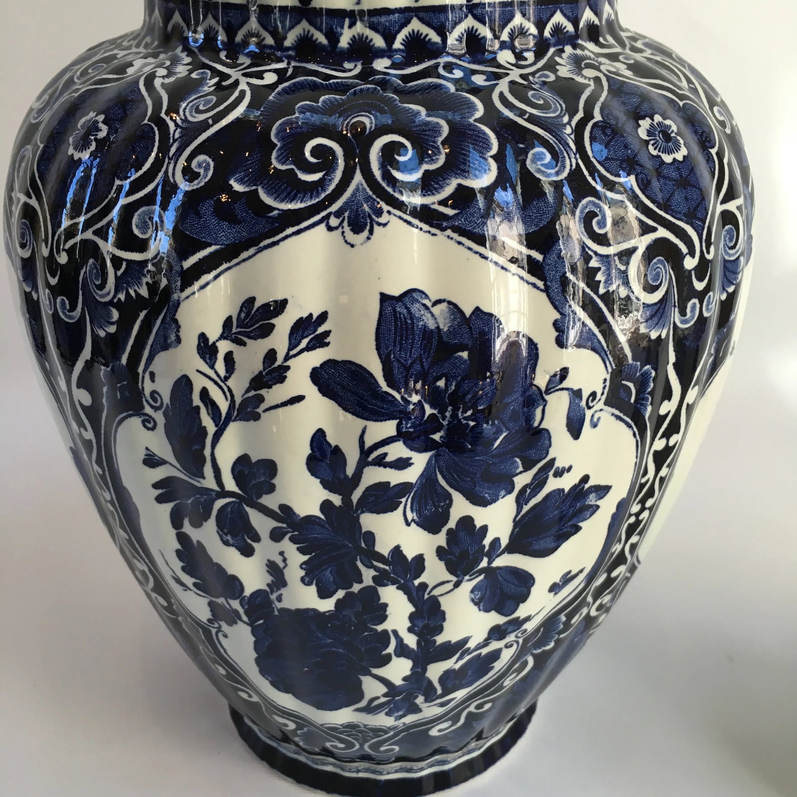 Vintage Delft Foo Dog Topped Ginger Jar - 6