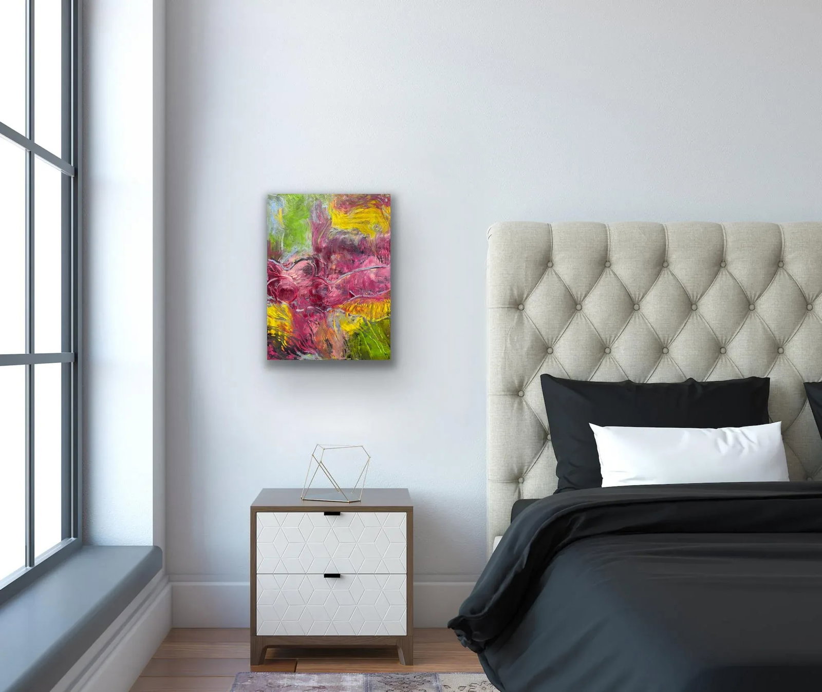 2023 "In Between" Expressionist Figurative Acrylic & Oil Painting on Denim by Thierry Hennequin - 2