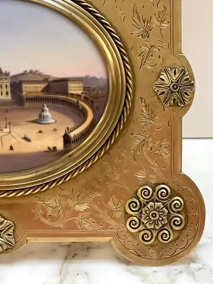 19th C Grand Tour Painting on Porcelain View of Vatican/St. Peter's Basilica - 10