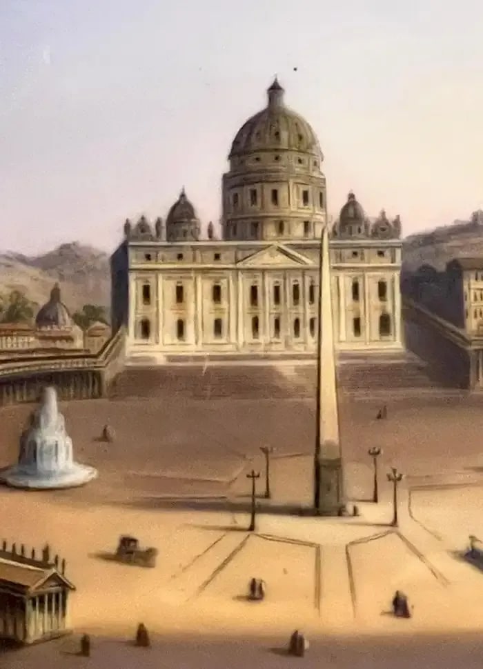 19th C Grand Tour Painting on Porcelain View of Vatican/St. Peter's Basilica - 11