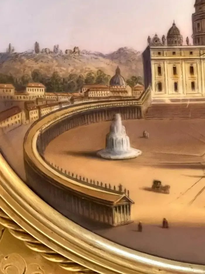19th C Grand Tour Painting on Porcelain View of Vatican/St. Peter's Basilica - 5