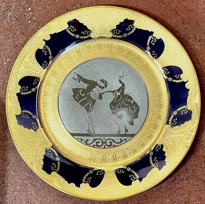 Early 20th Century Limoges Gold & Platinum Encrusted Operatic Service Plates - Set of 12 - 11