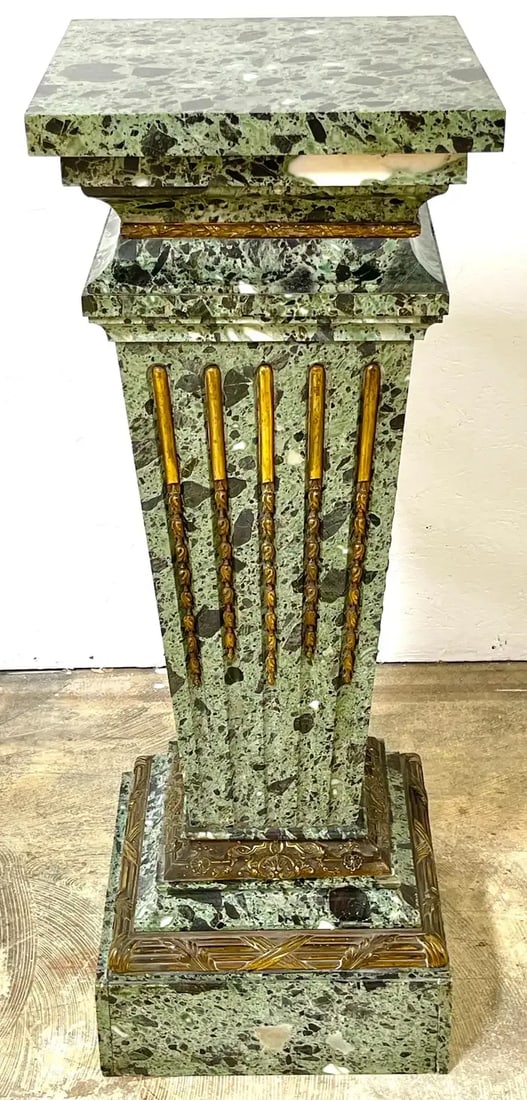 Late 19th Century Magnificent French Neoclassical Ormolu Mounted Verdigris Marble Pedestal - 11