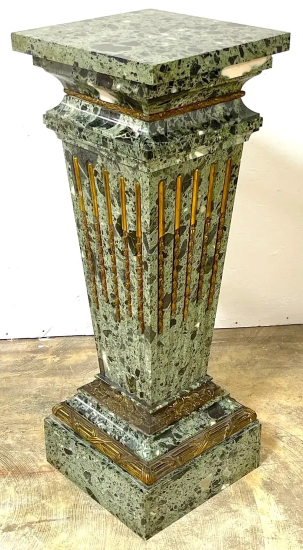 Late 19th Century Magnificent French Neoclassical Ormolu Mounted Verdigris Marble Pedestal - 12