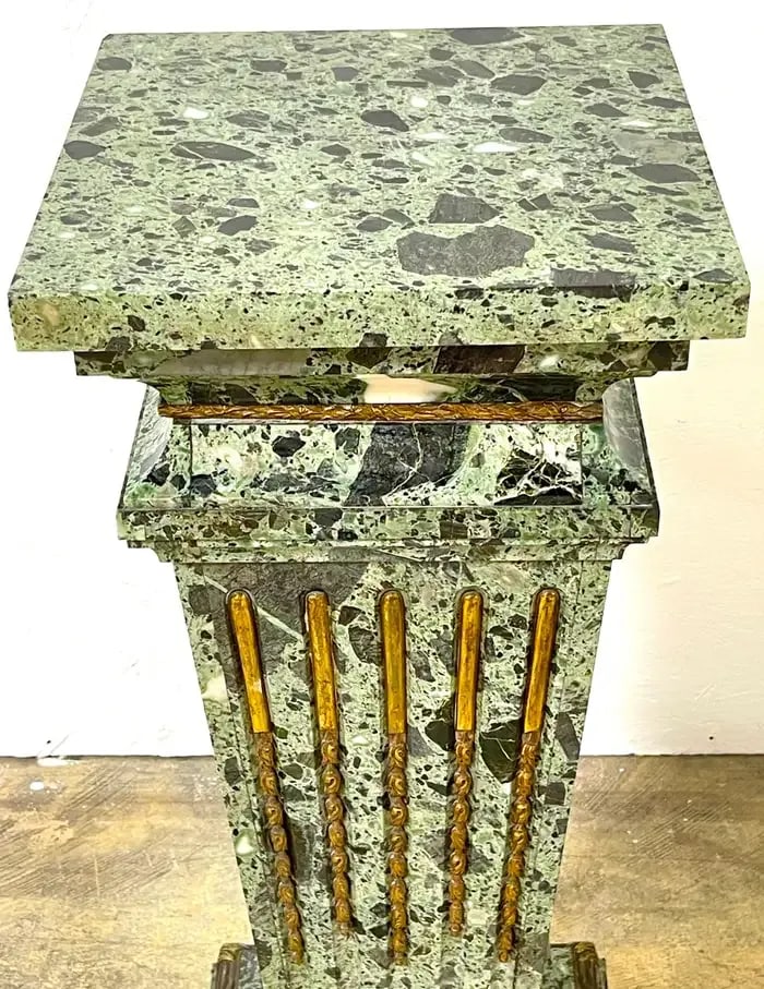 Late 19th Century Magnificent French Neoclassical Ormolu Mounted Verdigris Marble Pedestal - 9