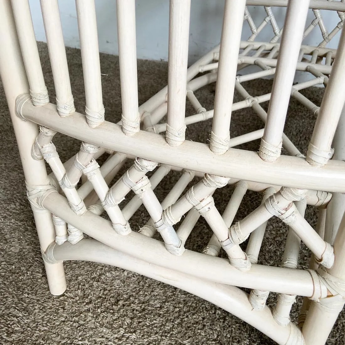 Boho Chic Bamboo Rattan Glass Top Console Table - 7