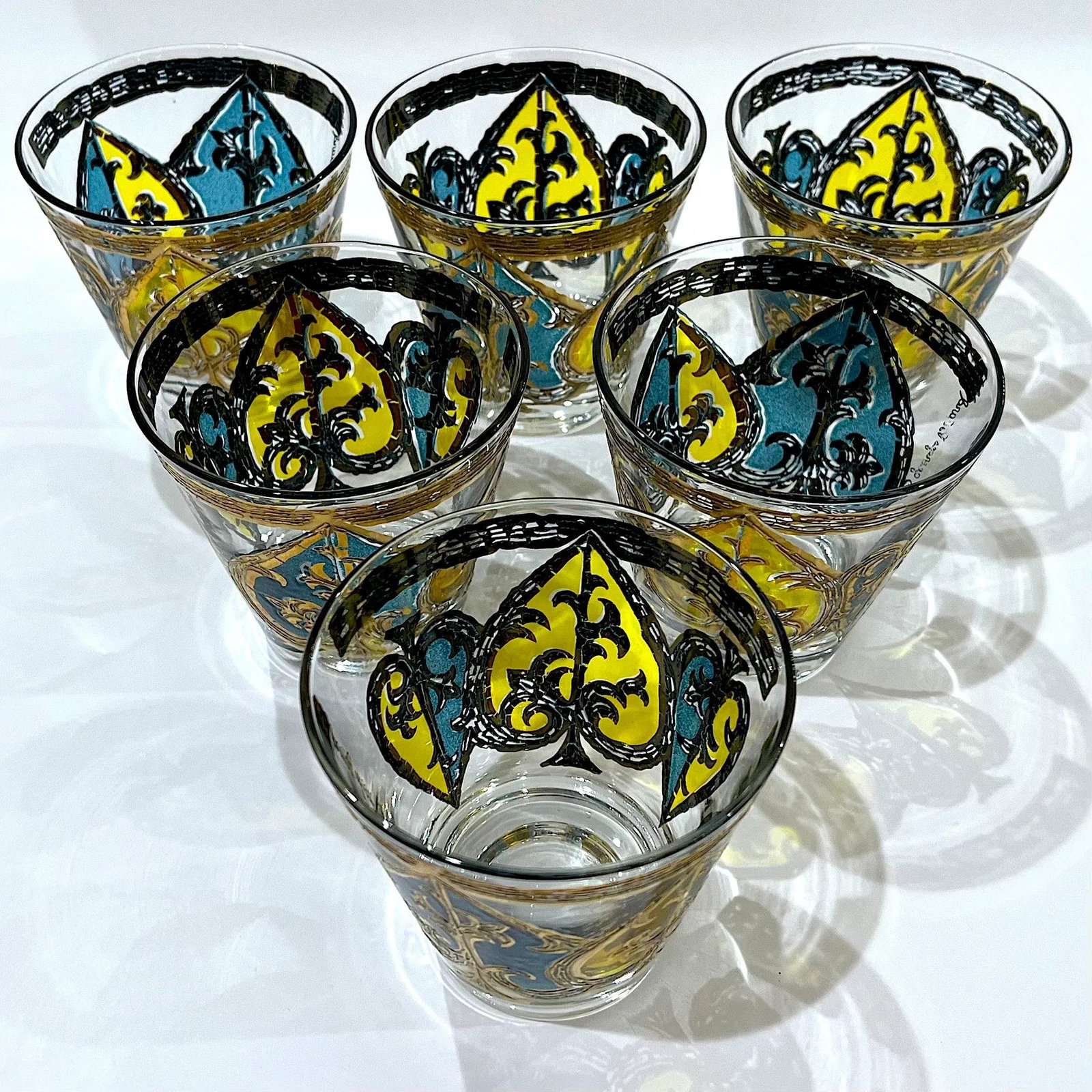 Mid 20th Century Georges Briard "Spades" Double Shot Old Fashioned Glasses - Set 6 - 2