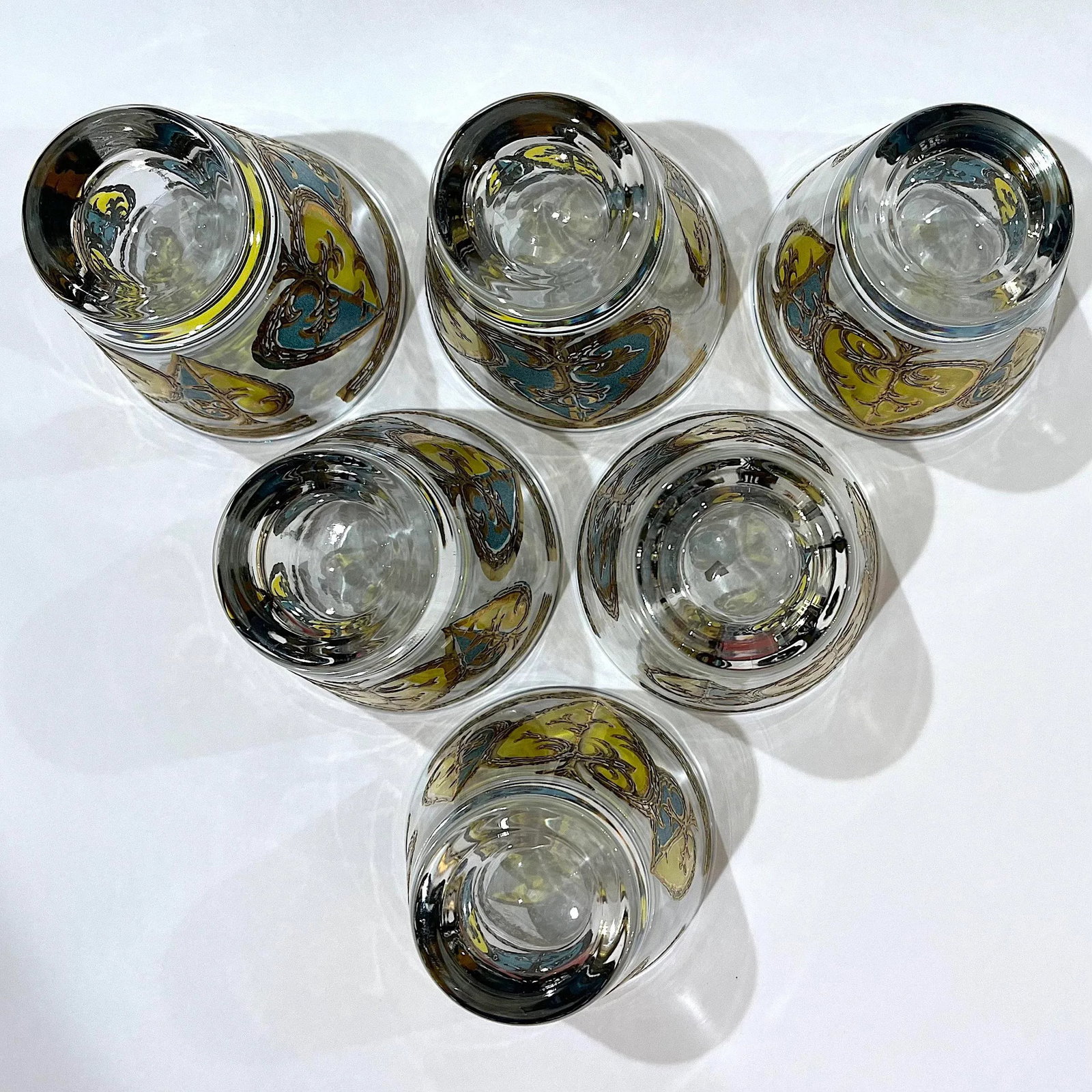 Mid 20th Century Georges Briard "Spades" Double Shot Old Fashioned Glasses - Set 6 - 9