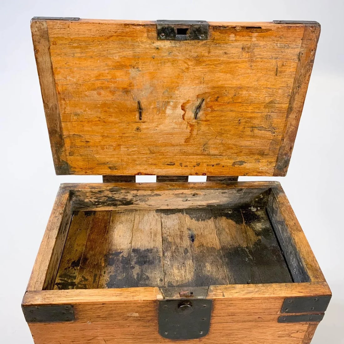 Antique Japanese Iron Mounted Tansu Suzuribako Wood Box - 6